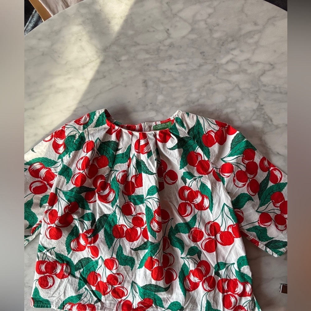 Benetton Cherry Print Set Crop Top & Midi Skirt – Size S - Picture 13 of 15